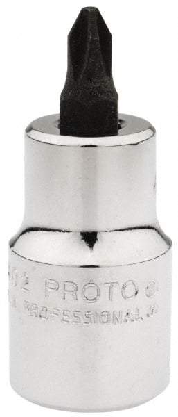 Proto - 1/2" Drive, 5/16" Wide, #2 Point, Phillips Screwdriver Socket - 2-5/32" OAL - Top Tool & Supply