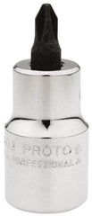 Proto - 1/2" Drive, 5/16" Wide, #2 Point, Phillips Screwdriver Socket - 2-5/32" OAL - Top Tool & Supply