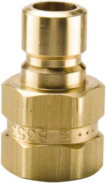 Parker - 1/4 NPTF Brass Hydraulic Hose Female Pipe Thread Nipple - 200 psi, 6 GPM, Series Moldmate - Top Tool & Supply