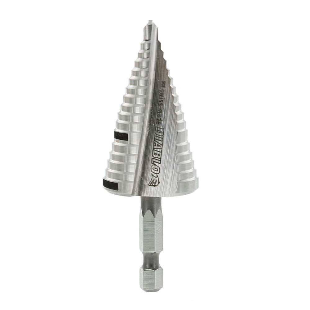 Step Drill Bits; Tool Material: High Speed Steel; Shank Type: Hex Shank; Hole Diameter: 1-1/8 in; Series: 17 Steps; Overall Length (Inch): 3-1/32; Minimum Hole Diameter (Inch): 7/8; Maximum Hole Diameter (Inch): 1-1/8; Shank Diameter (Decimal Inch): 1/4;