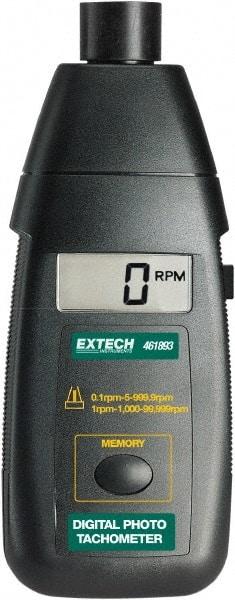 Extech - Accurate up to 0.05%, Noncontact Tachometer - 6.7 Inch Long x 2.8 Inch Wide x 1-1/2 Inch Meter Thick, 5 to 99,999 RPM Measurement - Top Tool & Supply