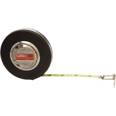 Lufkin - 50' x 3/8" Yellow Steel Blade Tape Measure - 1/8" Graduation, Brown Steel Case - Top Tool & Supply