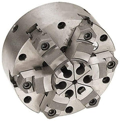 Pratt Burnerd America - 6 Jaws, 16" Diam, Self Centering Manual Lathe Chuck - Plain Back Mount Spindle, Adjustable, Reversible, 1,300 Max RPM, 4.56" Through Hole Diam, Forged Steel - Top Tool & Supply