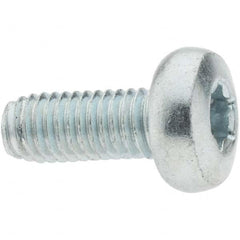 M5x0.8 Coarse 25mm Long 6-Lobe Pin Thread Cutting Screw 12L14 Steel, Pan Head, Self Drilling Point, Zinc-Plated