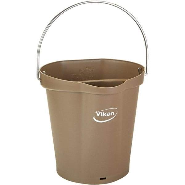 Vikan - 1-1/2 Gal, 7.1" High, Polypropylene Round Brown Single Pail with Pour Spout - Handle Included, 10" Top Diam - Top Tool & Supply