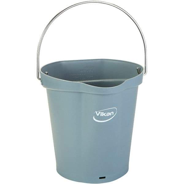 Vikan - 1-1/2 Gal, 7.1" High, Polypropylene Round Gray Single Pail with Pour Spout - Handle Included, 10" Top Diam - Top Tool & Supply