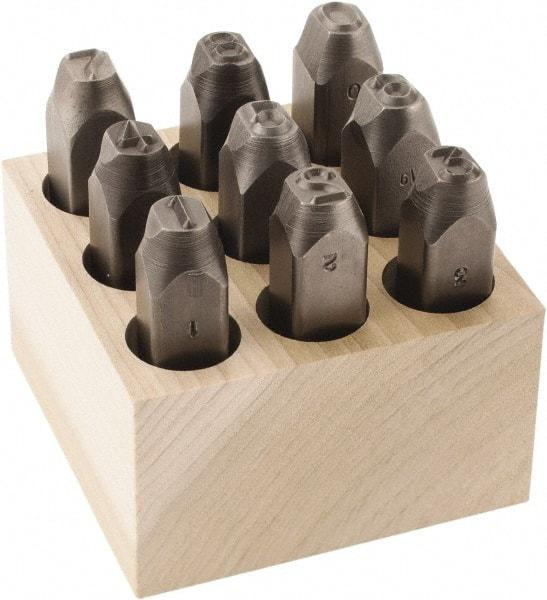 C.H. Hanson - 9 Piece, 3/8" Character Steel Stamp Set - Figures, Reverse - Top Tool & Supply