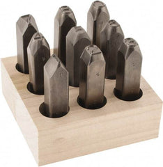 C.H. Hanson - 9 Piece, 1/2" Character Steel Stamp Set - Figures, Reverse - Top Tool & Supply