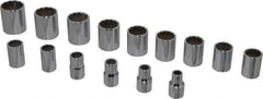 Proto - 15 Piece 1/2" Drive Socket Set - 12 Points, 3/8" to 1-1/4" Range, Inch Measurement Standard - Top Tool & Supply