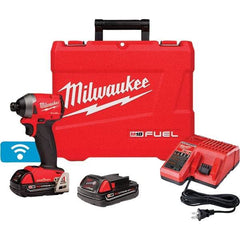 Milwaukee Tool - 18 Volt, 1/4" Drive, 167 Ft/Lb Torque, Cordless Impact Driver - Pistol Grip Handle, 3600 RPM, 2 Lithium-Ion Batteries Included - Top Tool & Supply