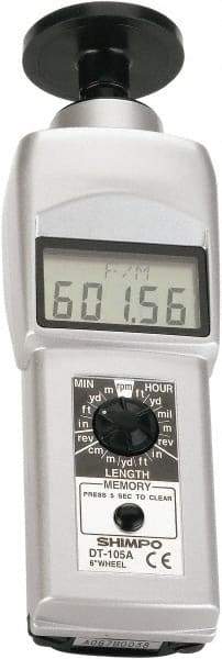 Lenox - Contact Tachometer - 7 Inch Long x 2.4 Inch Wide x 1.8 Inch Meter Thick, 0.1 to 25,000 RPM Measurement - Top Tool & Supply