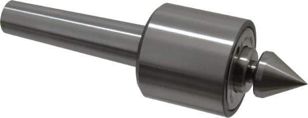 Riten - MT3 Taper Shank, 2-1/8" Head Diam Live Center - 5,000 Max RPM, 2" Head Length, 1" Point Diam, 1/4" Point Len, 350 Lb Max Workpc, 2" OAL, Male Point - Top Tool & Supply