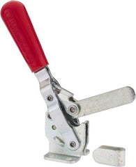 De-Sta-Co - 499 Lb Holding Capacity, Vertical Handle, Manual Hold Down Toggle Clamp - 57° Handle Movement, 99° Bar Opening, Solid Bar, Flanged Base, Carbon Steel - Top Tool & Supply