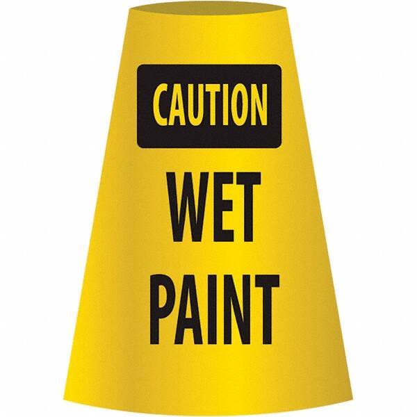 NMC - Caution - Wet Paint, 21-3/4" Wide x 11" High, Polyethylene Floor Sign - Cone, Black on Yellow, For Restroom, Janitorial & Housekeeping - Top Tool & Supply