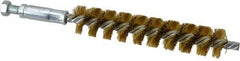 Schaefer Brush - 4" Brush Length, 3/4" Diam, Double Stem, Single Spiral Tube Brush - 6-1/4" Long, Brass, 1/4-28 Male Connection - Top Tool & Supply