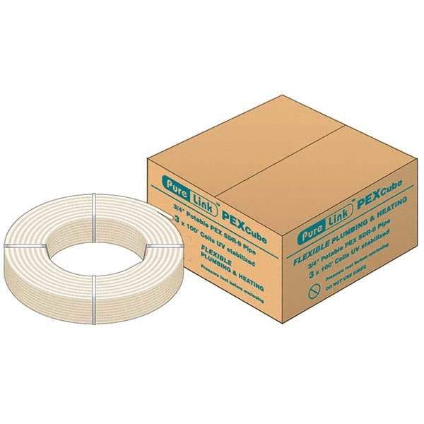 Mueller Industries - 0.671" ID x 7/8" OD, 100' Long, PEX-A Tube - Natural with Blue Print, 100 Max psi - Top Tool & Supply