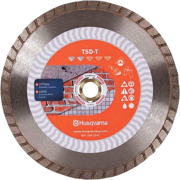 Husqvarna - 7" Diam, 5/8 & 7/8" Arbor Hole Diam, Continuous Edge Tooth Wet & Dry Cut Saw Blade - Diamond-Tipped, Fast Cutting & Smooth Action, Standard Round Arbor - Top Tool & Supply