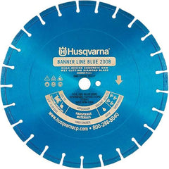 Husqvarna - 24" Diam, 1" Arbor Hole Diam, Continuous Edge Tooth Wet & Dry Cut Saw Blade - Diamond-Tipped, General Purpose Action, Standard Round Arbor - Top Tool & Supply