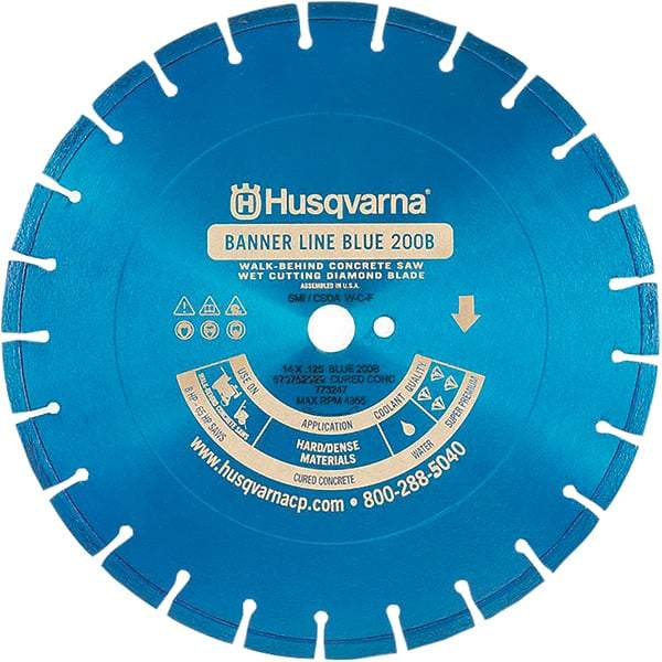 Husqvarna - 14" Diam, 1" Arbor Hole Diam, Continuous Edge Tooth Wet & Dry Cut Saw Blade - Diamond-Tipped, General Purpose Action, Standard Round Arbor - Top Tool & Supply