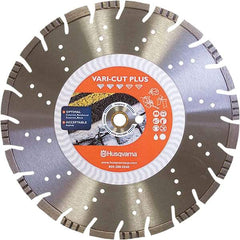 Husqvarna - 16" Diam, 25/32 & 1" Arbor Hole Diam, Continuous Edge Tooth Wet & Dry Cut Saw Blade - Diamond-Tipped, General Purpose Action, Standard Round Arbor - Top Tool & Supply