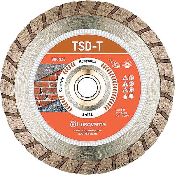 Husqvarna - 4" Diam, 5/8, 7/8 & 25/32" Arbor Hole Diam, Continuous Edge Tooth Wet & Dry Cut Saw Blade - Diamond-Tipped, Fast Cutting & Smooth Action, Standard Round Arbor - Top Tool & Supply