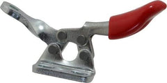 De-Sta-Co - 60 Lb Holding Capacity, Horizontal Handle, Manual Hold Down Toggle Clamp - 82° Handle Movement, 94° Bar Opening, Solid Bar, Left Flanged Base, Electro-Plated Zinc, Carbon Steel - Top Tool & Supply