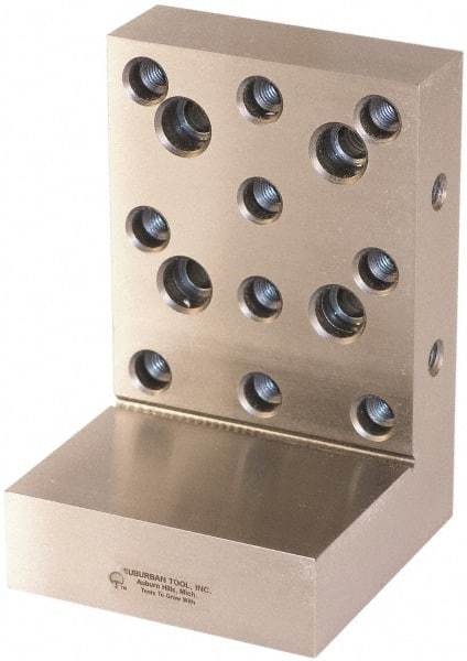 Suburban Tool - 4" Wide x 6" Deep x 4" High Steel Precision-Ground Angle Plate - Standard Plate, Machined Holes on Surface, Open End, 1-1/4" Thick, Pair of Plates - Top Tool & Supply