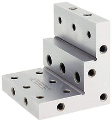 Suburban Tool - 3" Wide x 2-3/4" Deep x 3" High Steel Precision-Ground Angle Plate - Stepped Plate, Machined Holes on Surface, Open End, 9/16" Thick, Single Plate - Top Tool & Supply