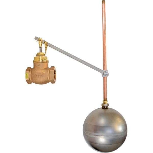 Control Devices - 1-1/4" Pipe, Brass & Bronze, Globe Pattern-Single Seat, Mechanical Float Valve - 100 psi, FIP x FIP End Connections - Top Tool & Supply