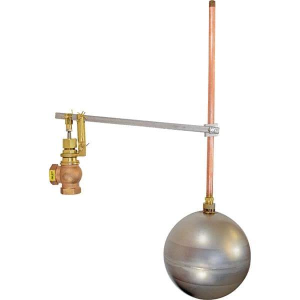 Control Devices - 1/2" Pipe, Brass & Bronze, Angle Pattern-Single Seat, Mechanical Float Valve - 100 psi, FIP x FIP End Connections - Top Tool & Supply