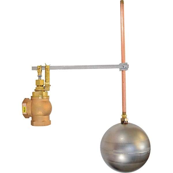 Control Devices - 1" Pipe, Brass & Bronze, Angle Pattern-Single Seat, Mechanical Float Valve - 100 psi, FIP x FIP End Connections - Top Tool & Supply