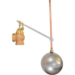 Control Devices - 1-1/4" Pipe, Brass & Bronze, Angle Pattern-Single Seat, Mechanical Float Valve - 100 psi, FIP x FIP End Connections - Top Tool & Supply