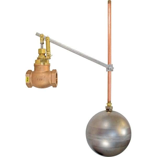 Control Devices - 1" Pipe, Brass & Bronze, Globe Pattern-Single Seat, Mechanical Float Valve - 100 psi, FIP x FIP End Connections - Top Tool & Supply