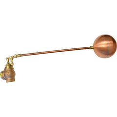 Control Devices - 1-1/4" Pipe, Brass & Bronze, Angle Pattern-Double Seat, Mechanical Float Valve - 100 psi, FIP End Connections - Top Tool & Supply