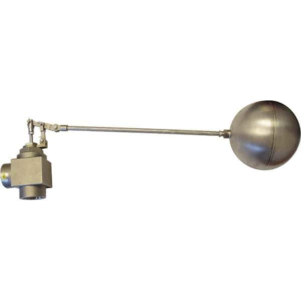 Control Devices - 1-1/2" Pipe, Stainless Steel, Angle Pattern-Double Seat, Mechanical Float Valve - 100 psi, FIP End Connections - Top Tool & Supply