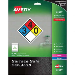 AVERY - Pack of (15), 8" x 8" White Polyester Durable Square Labels - Top Tool & Supply