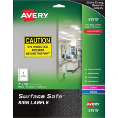 AVERY - Pack of (15), 7" x 10" White Polyester Durable Square Labels - Top Tool & Supply