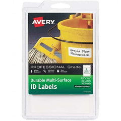 AVERY - Pack of (40), 1-1/4" x 3-1/2" White Paper Durable Square Labels - Top Tool & Supply