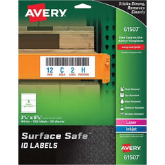 AVERY - Pack of (150), 3-1/4" x 8-3/8" White Polyester Durable Square Labels - Top Tool & Supply