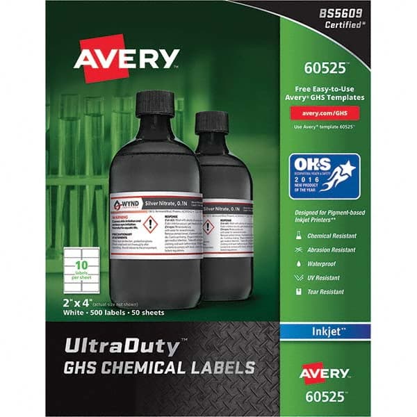 AVERY - Pack of (500), 2" x 4" White Synthetic Film ID Labels - Top Tool & Supply