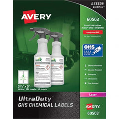 AVERY - Pack of (200), 3-1/2" x 5" White Synthetic Film ID Labels - Top Tool & Supply