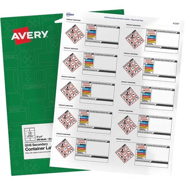 AVERY - Pack of (250), 2" x 4" White Paper ID Labels - Top Tool & Supply