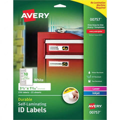 AVERY - Pack of (250), 1-1/32" x 3-1/2" White Paper Self Laminating Labels - Top Tool & Supply