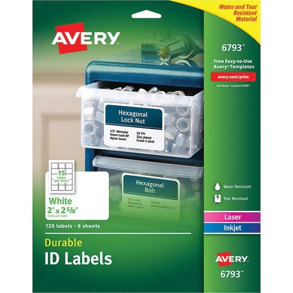 AVERY - Pack of (120), 2" x 2-5/8" White Paper Multipurpose Labels - Top Tool & Supply