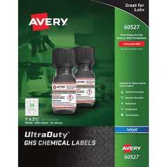 AVERY - Pack of (600), 1" x 2-1/2" White Synthetic Film ID Labels - Top Tool & Supply