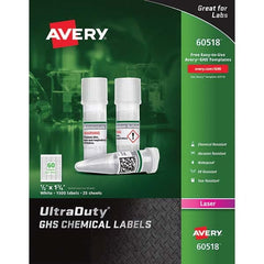 AVERY - Pack of (1500), 1" x 1-3/4" White Synthetic Film ID Labels - Top Tool & Supply