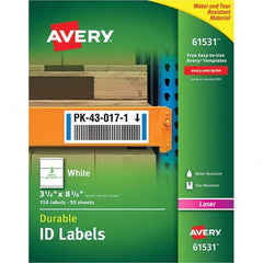 AVERY - Pack of (150), 3-1/4" x 8-3/8" White Paper Durable Square Labels - Top Tool & Supply