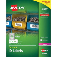 AVERY - Pack of (3000), 0.67" x 1-3/4" White Paper Durable Square Labels - Top Tool & Supply