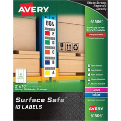 AVERY - Pack of (200), 2" x 10" White Polyester Durable Square Labels - Top Tool & Supply