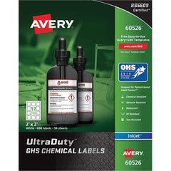 AVERY - Pack of (600), 2" x 2" White Synthetic Film ID Labels - Top Tool & Supply